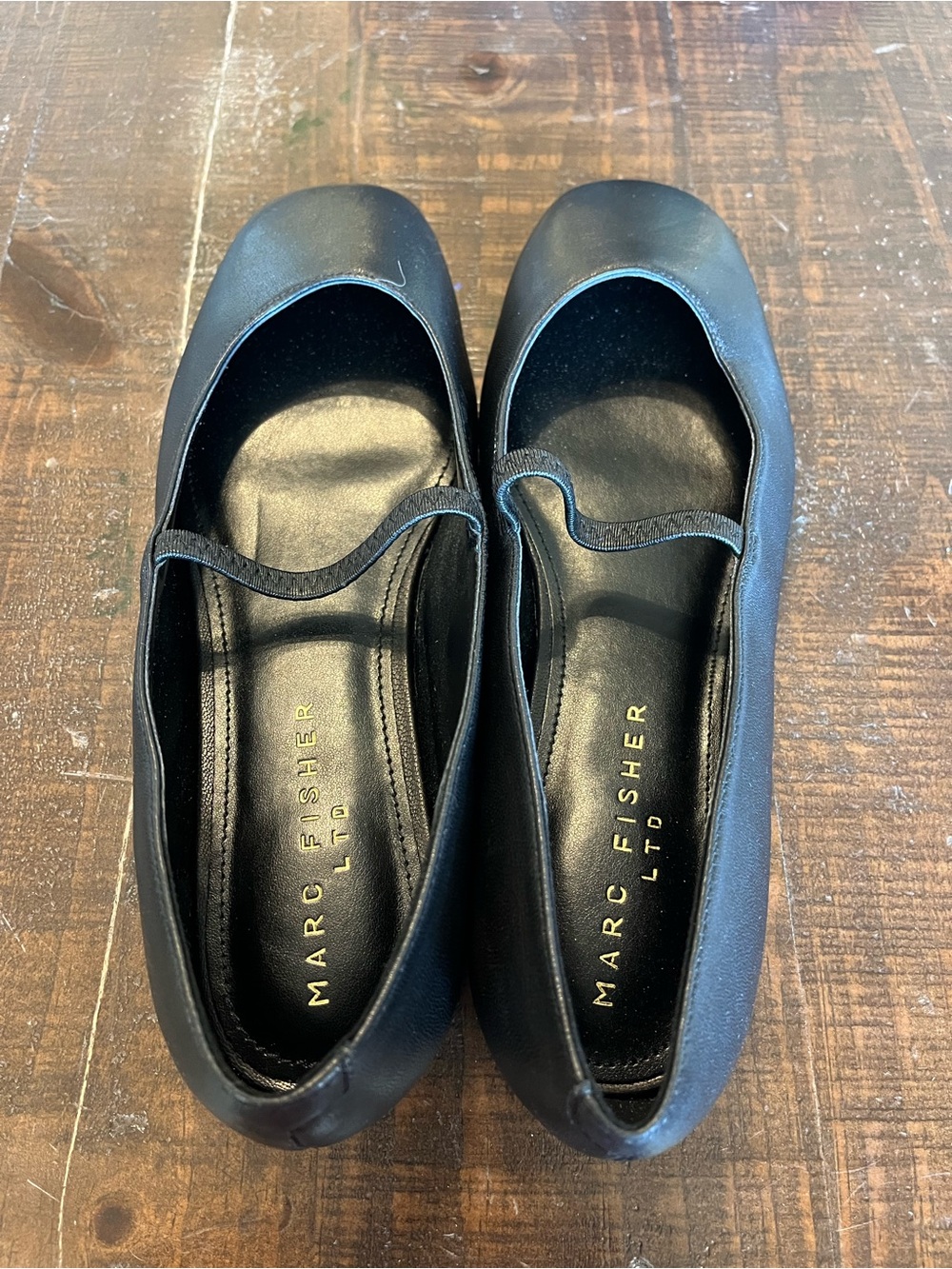 Marc Fisher Black Leather Square-Toe Mary Jane Flats - Women’s size 7 - Picture 2 of 7
